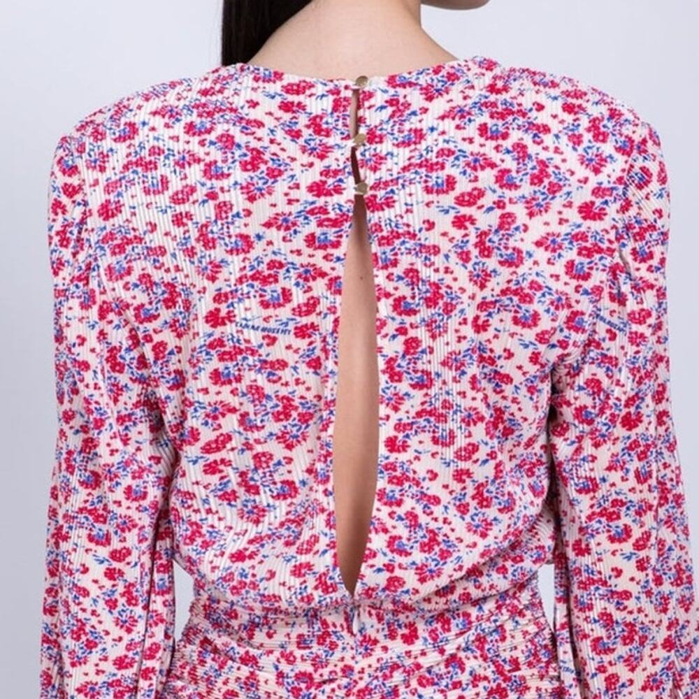 SABINA MUSAYEV Capella Print Pleated Knit Mini Dress XS Ivory Floral Multi Print - Picture 5 of 11